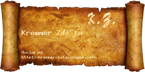 Kremmer Zéta névjegykártya